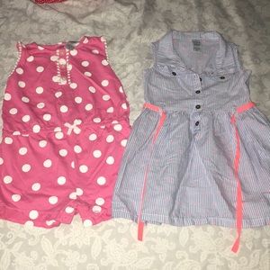 Lot of 2 Carter’s Baby Girl 24Month Romper & Dress